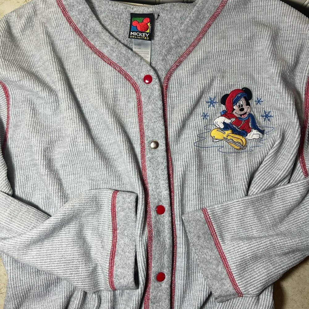 Vintage Mickey Unlimited Sears Thermal Fleece Snap Up Women's Large Ice Skating